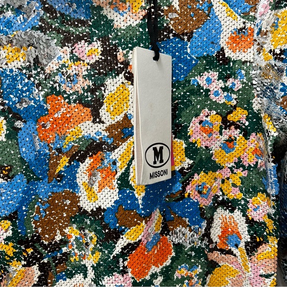 NWT - Missoni FLORAL-PRINT SEQUINED JERSEY MINI DRESS IN MULTICOLOR - 42 - Picture 10 of 16